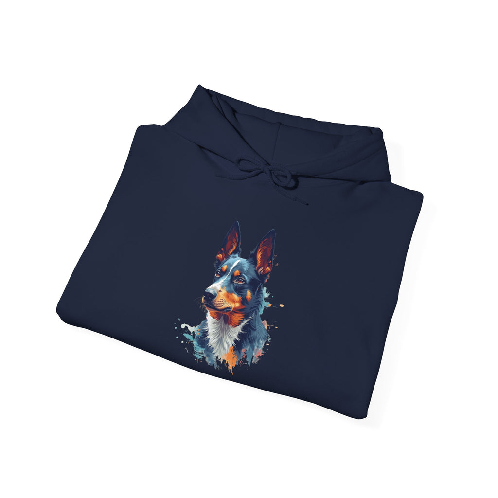 Australian Kelpie Watercolor Hoodie — Artistic Dog Portrait Pullover