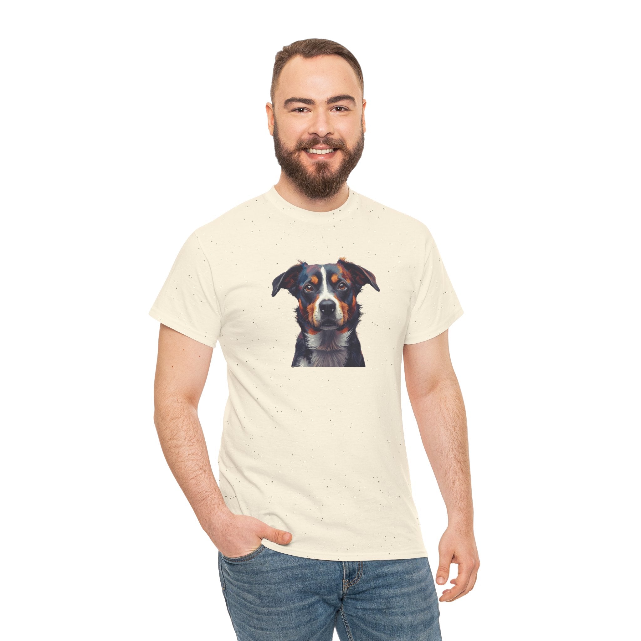 Australian Shepherd Portrait T-Shirt — Realistic Dog Face Tee for Dog Lovers