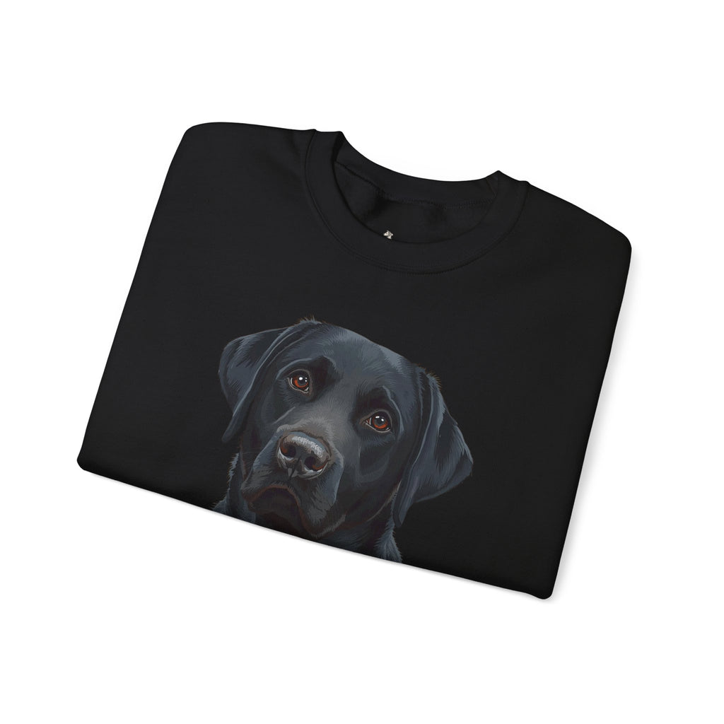 Black Labrador Portrait Crewneck Sweatshirt — Realistic Dog Print for Dog Lovers