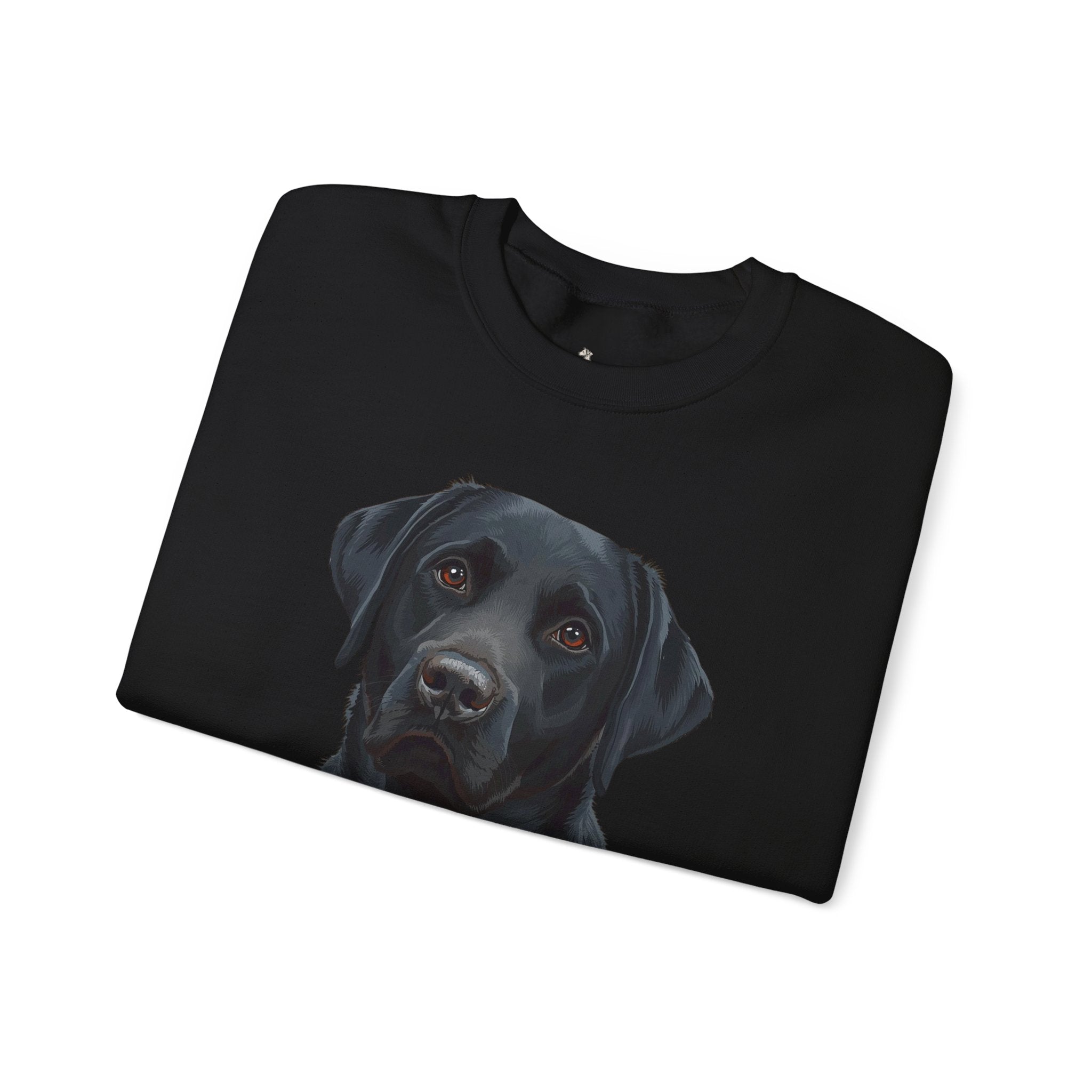 Black Labrador Portrait Crewneck Sweatshirt — Realistic Dog Print for Dog Lovers