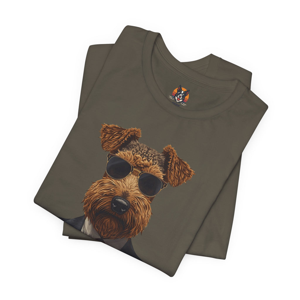 Airedale Gentleman T‑Shirt — Dog in Suit Graphic Tee