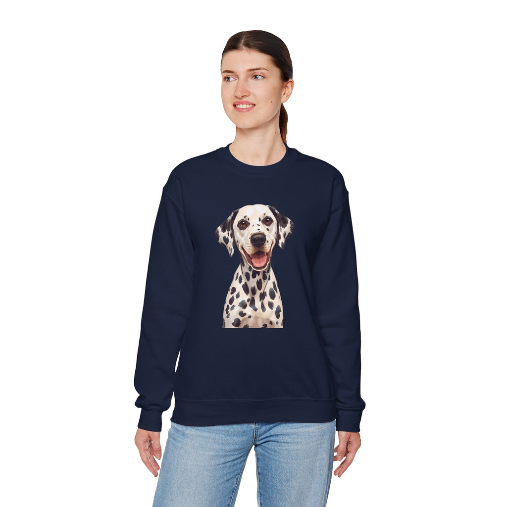 Dalmatian Smile Crewneck Sweatshirt — Cute Dog Graphic Pullover