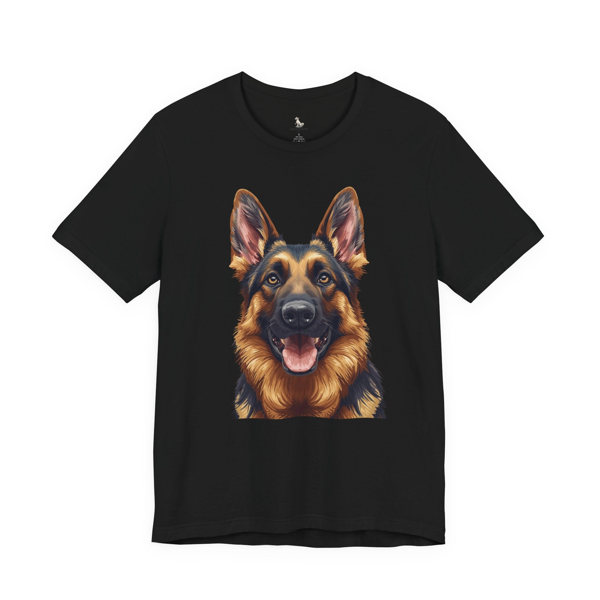 German Shepherd Portrait T‑Shirt — Realistic Dog Face Tee for Dog Lovers