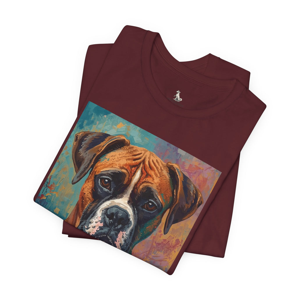 Boxer Dog Portrait T-Shirt — Colorful Painterly Canine Tee