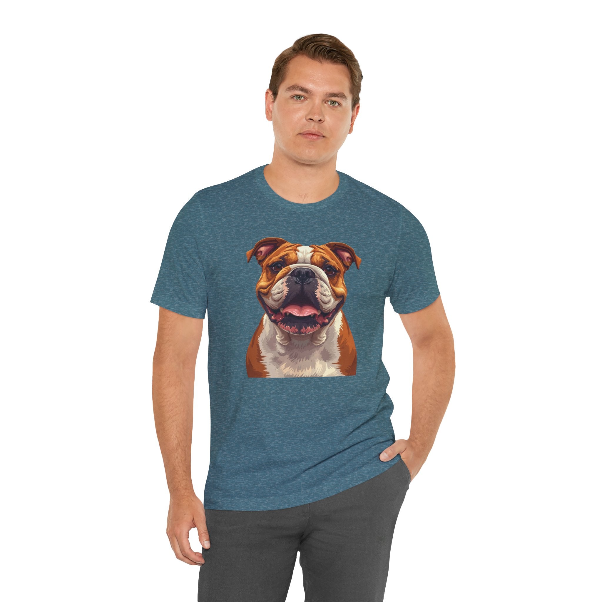 Bulldog Portrait T-Shirt — Smiling English Bulldog Graphic Tee