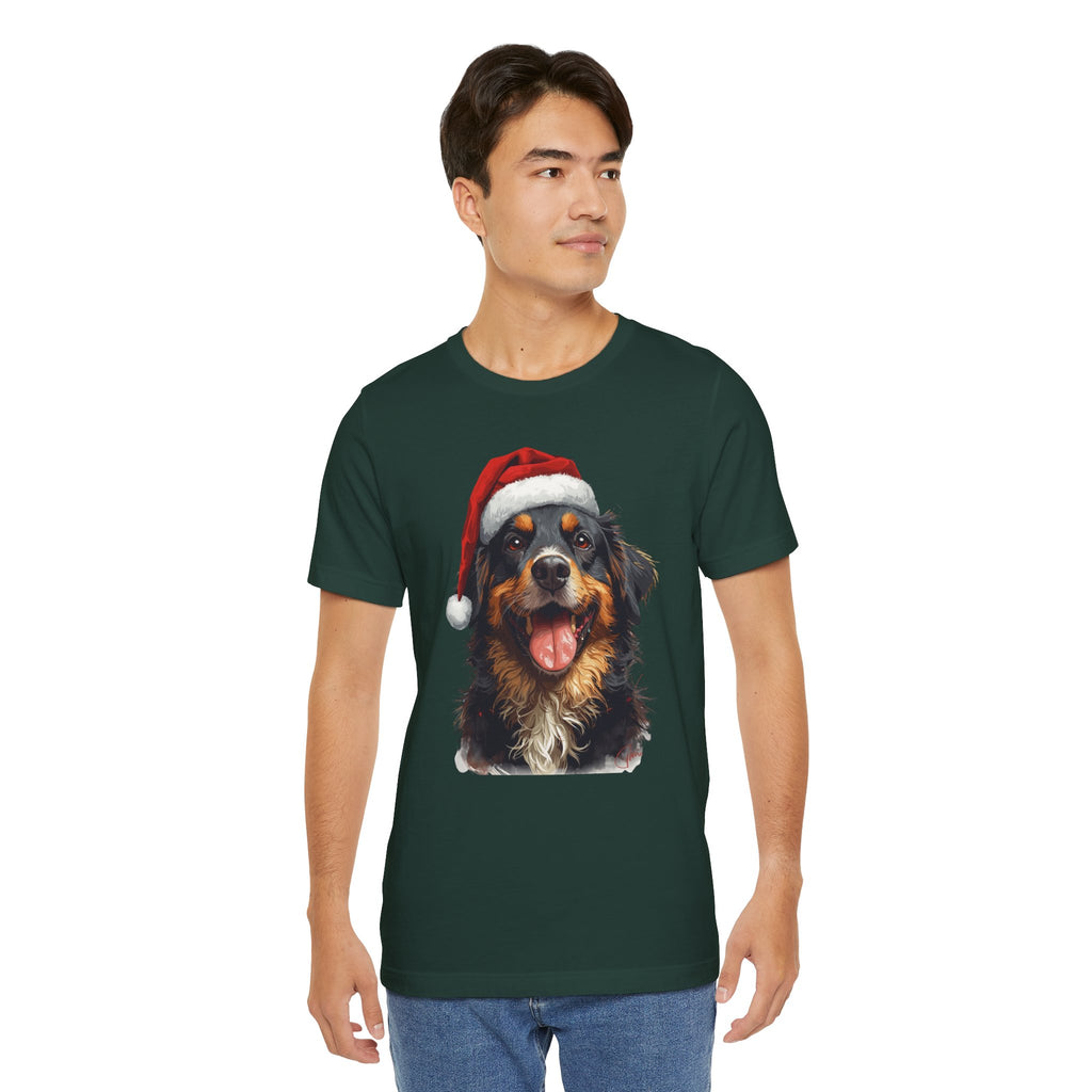 Christmas Bernese Mountain Dog T-Shirt — Santa Hat Holiday Tee