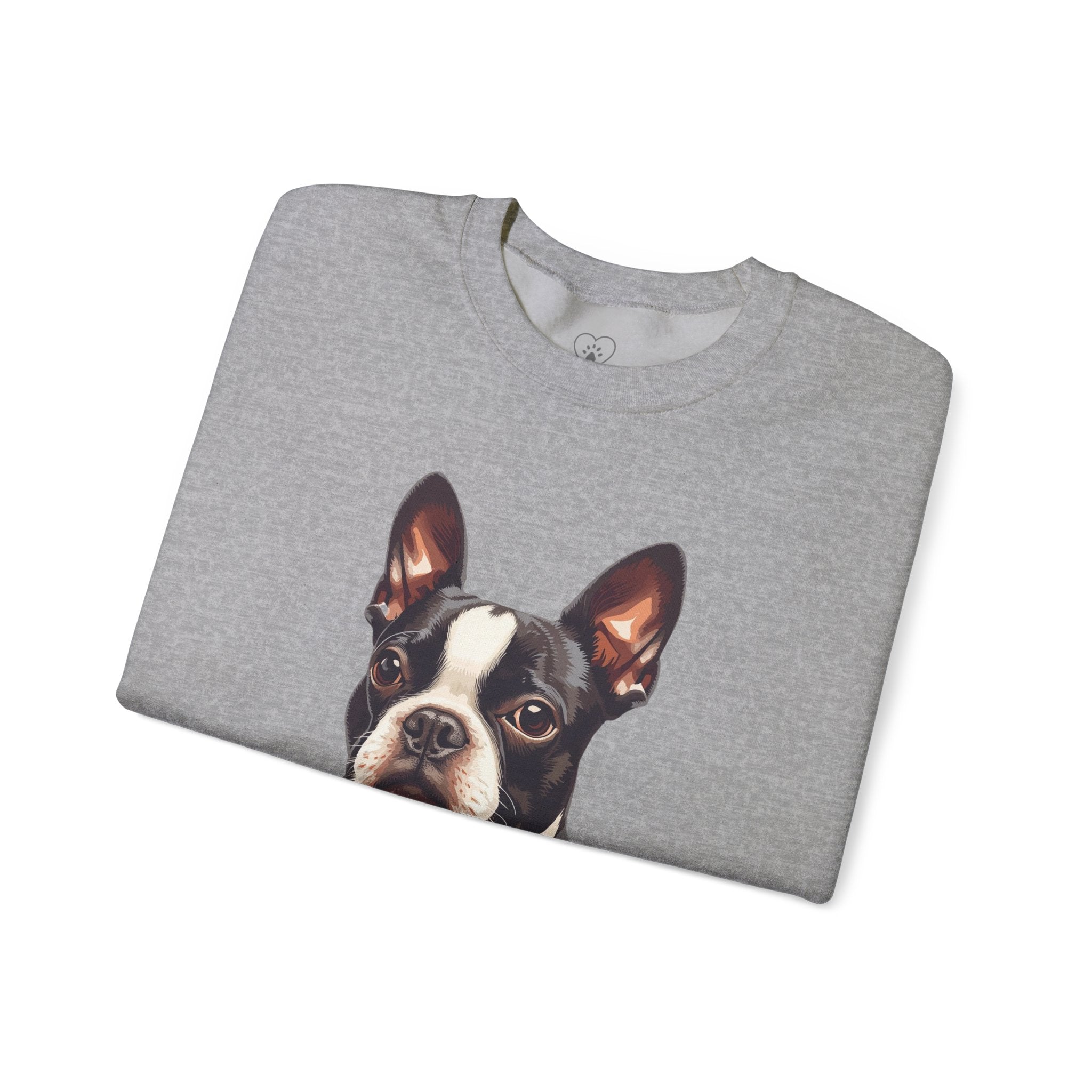 Boston Terrier Portrait Sweatshirt — Cute Dog Face Crewneck for Pet Lovers
