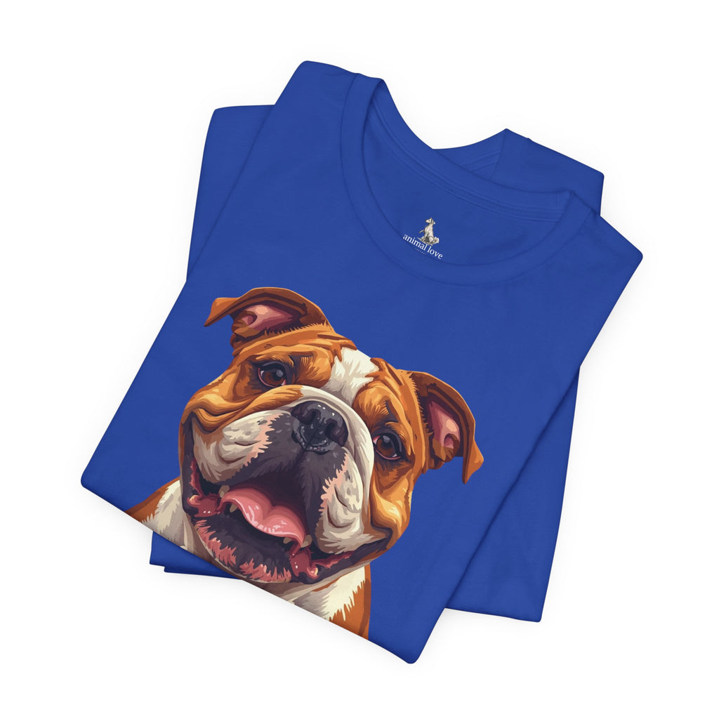 Bulldog Portrait T-Shirt — Smiling English Bulldog Graphic Tee