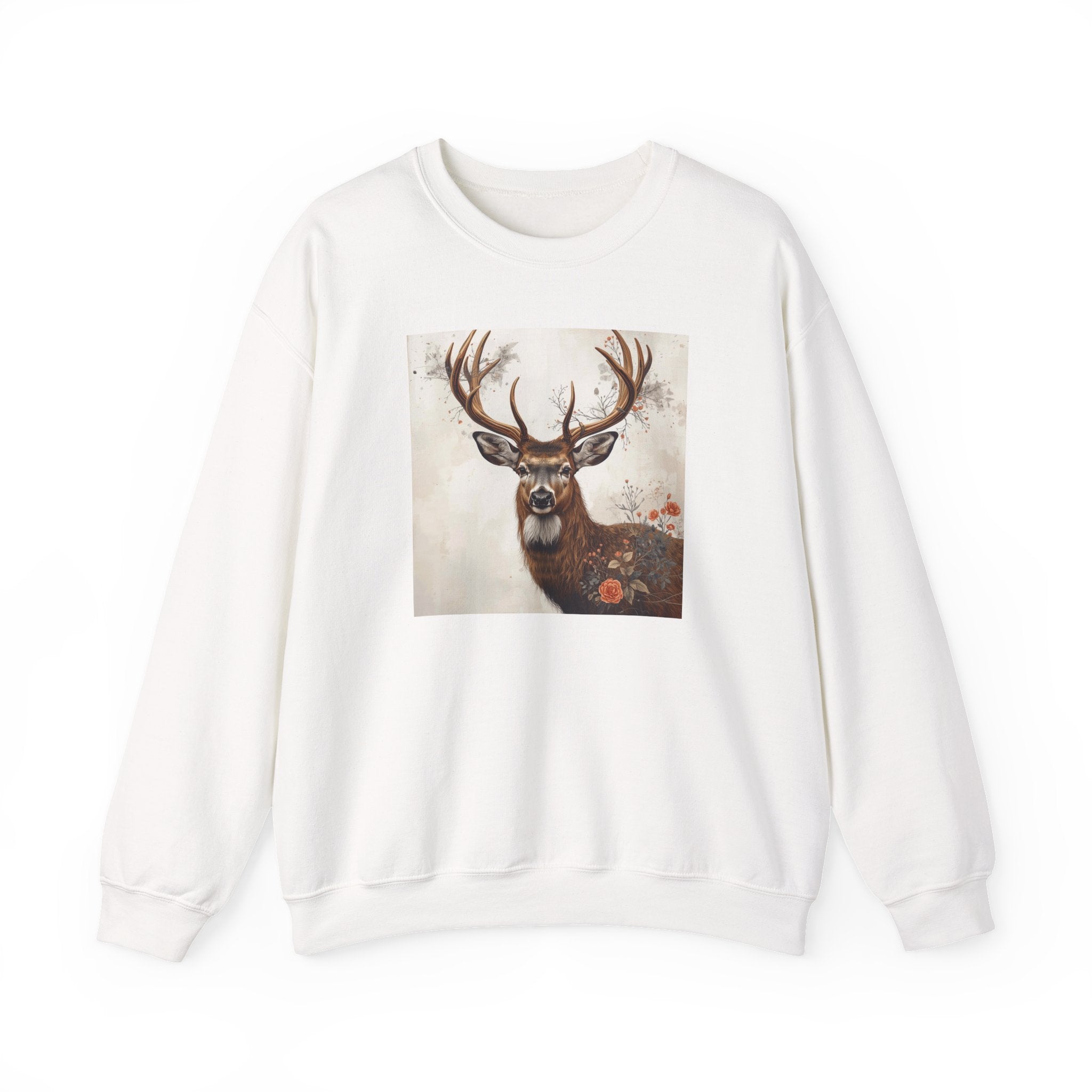 Deer Portrait Crewneck Sweatshirt — Rustic Stag Art Pullover