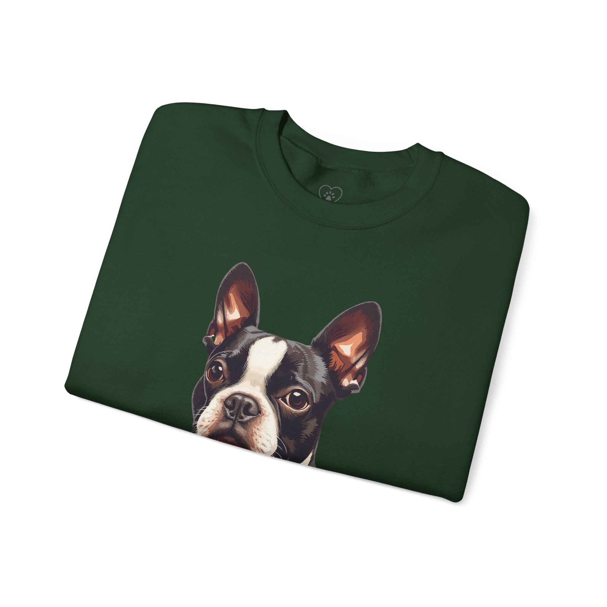 Boston Terrier Portrait Sweatshirt — Cute Dog Face Crewneck for Pet Lovers