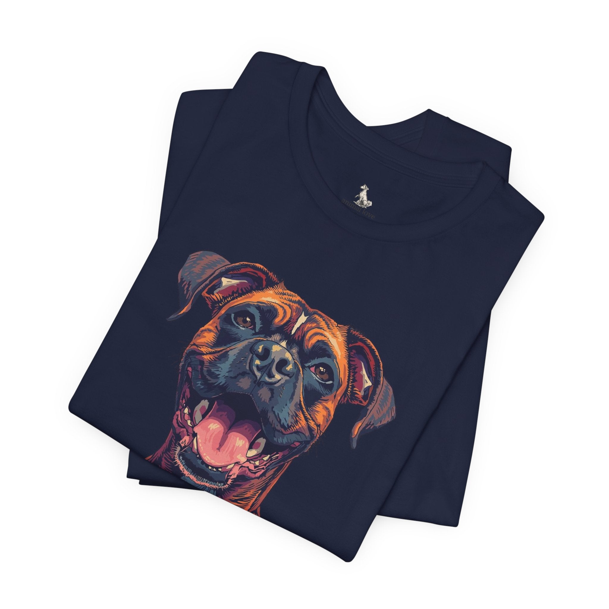 Happy Boxer Dog T‑Shirt — Colorful Portrait Pet Tee