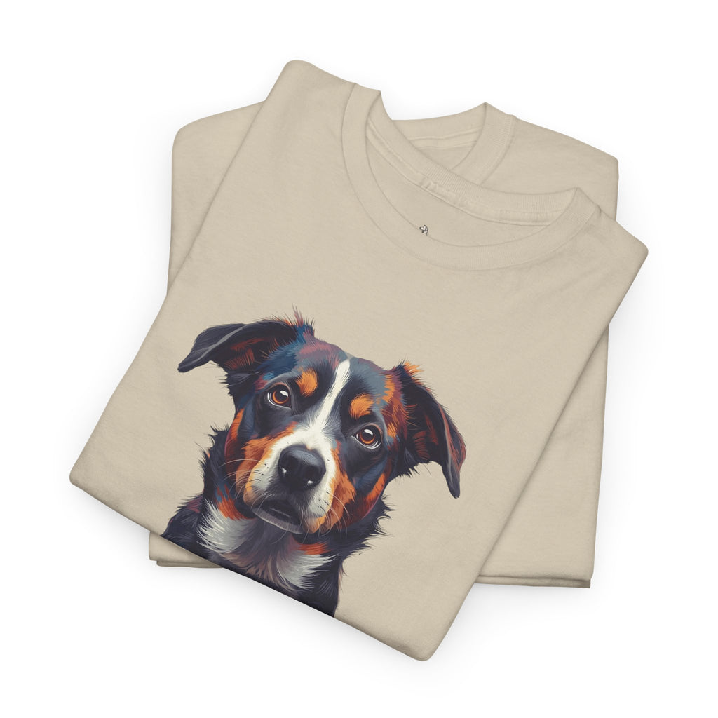 Australian Shepherd Portrait T-Shirt — Realistic Dog Face Tee for Dog Lovers