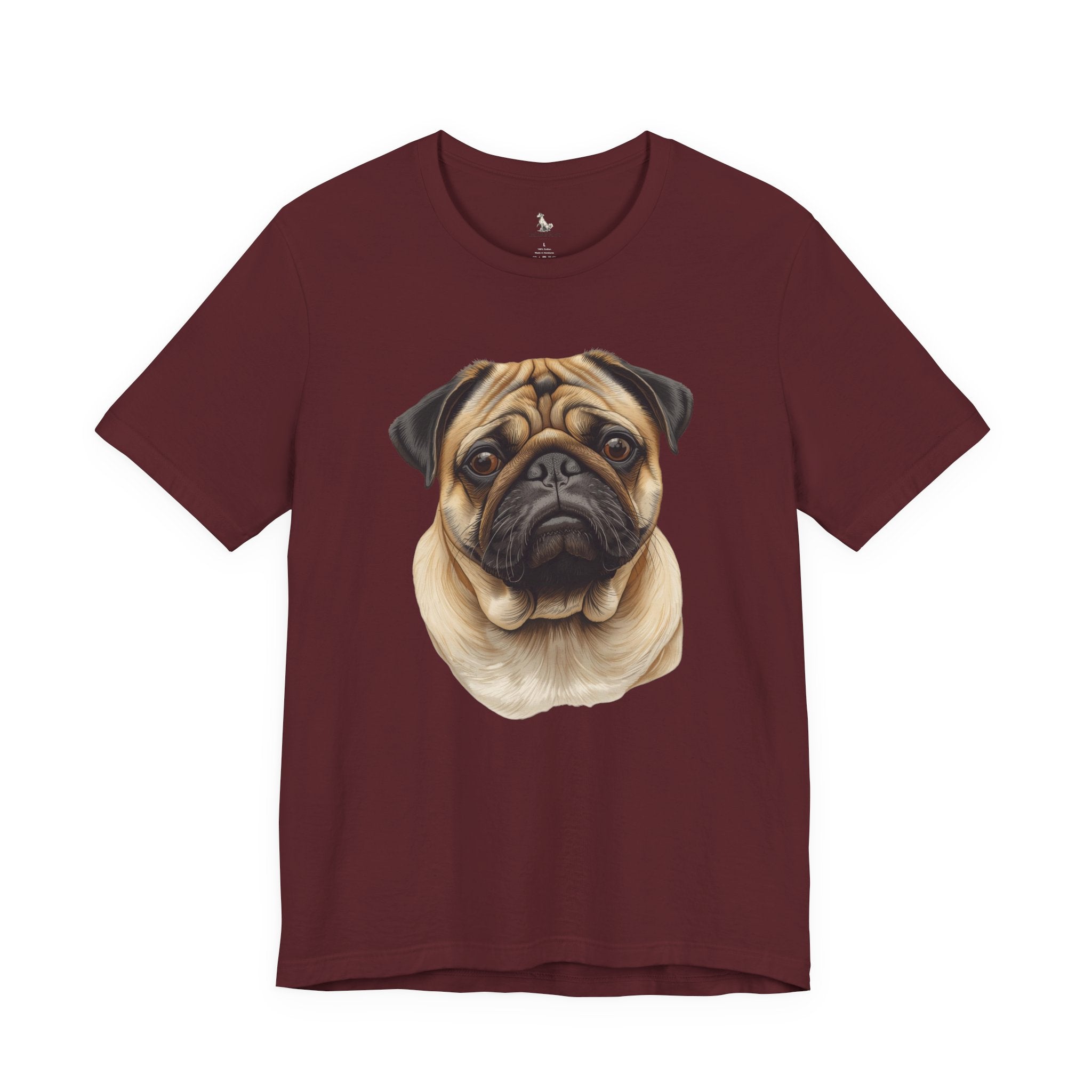 Pug Portrait T-Shirt - Realistic Dog Face Tee for Pug Lovers