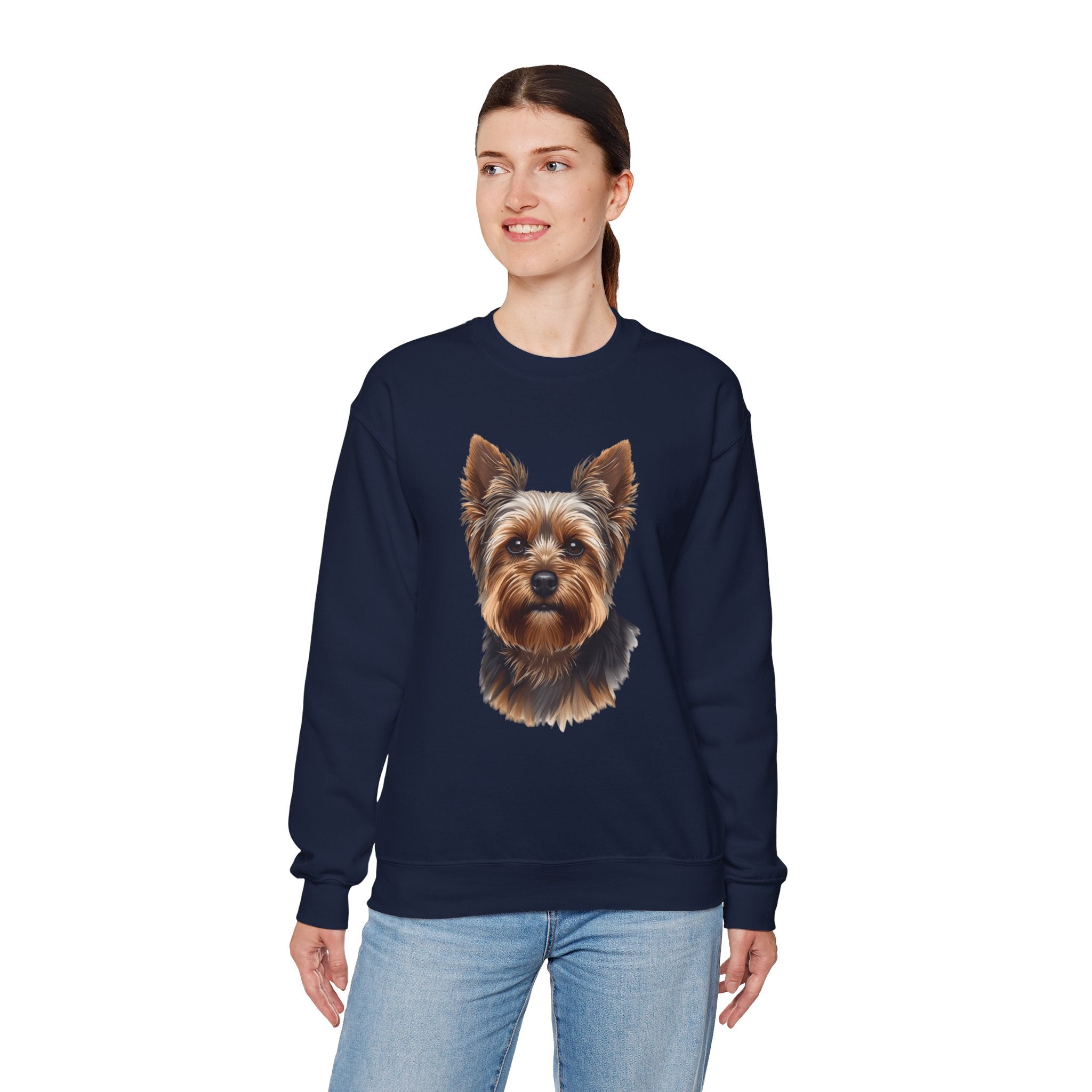 Yorkshire Terrier Crewneck Sweatshirt – Realistic Yorkie Portrait Pullover