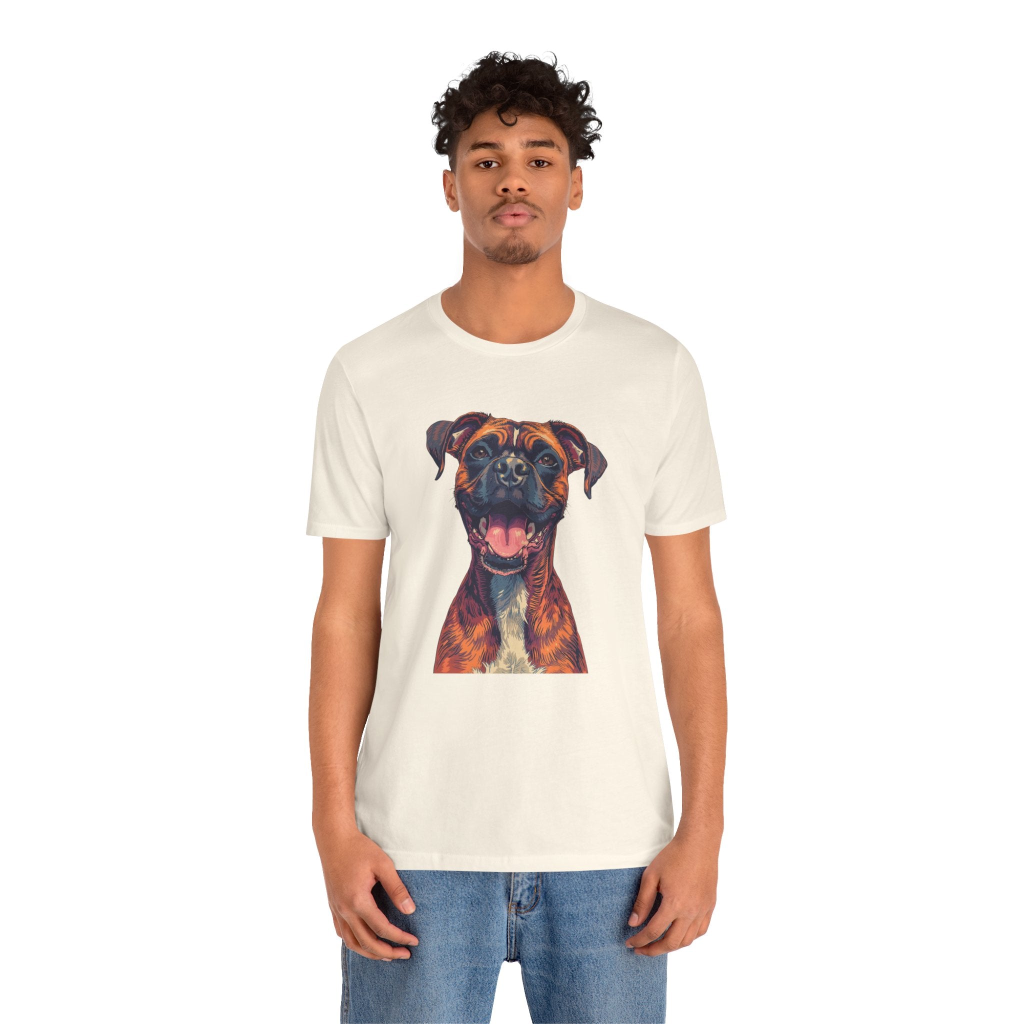 Happy Boxer Dog T‑Shirt — Colorful Portrait Pet Tee