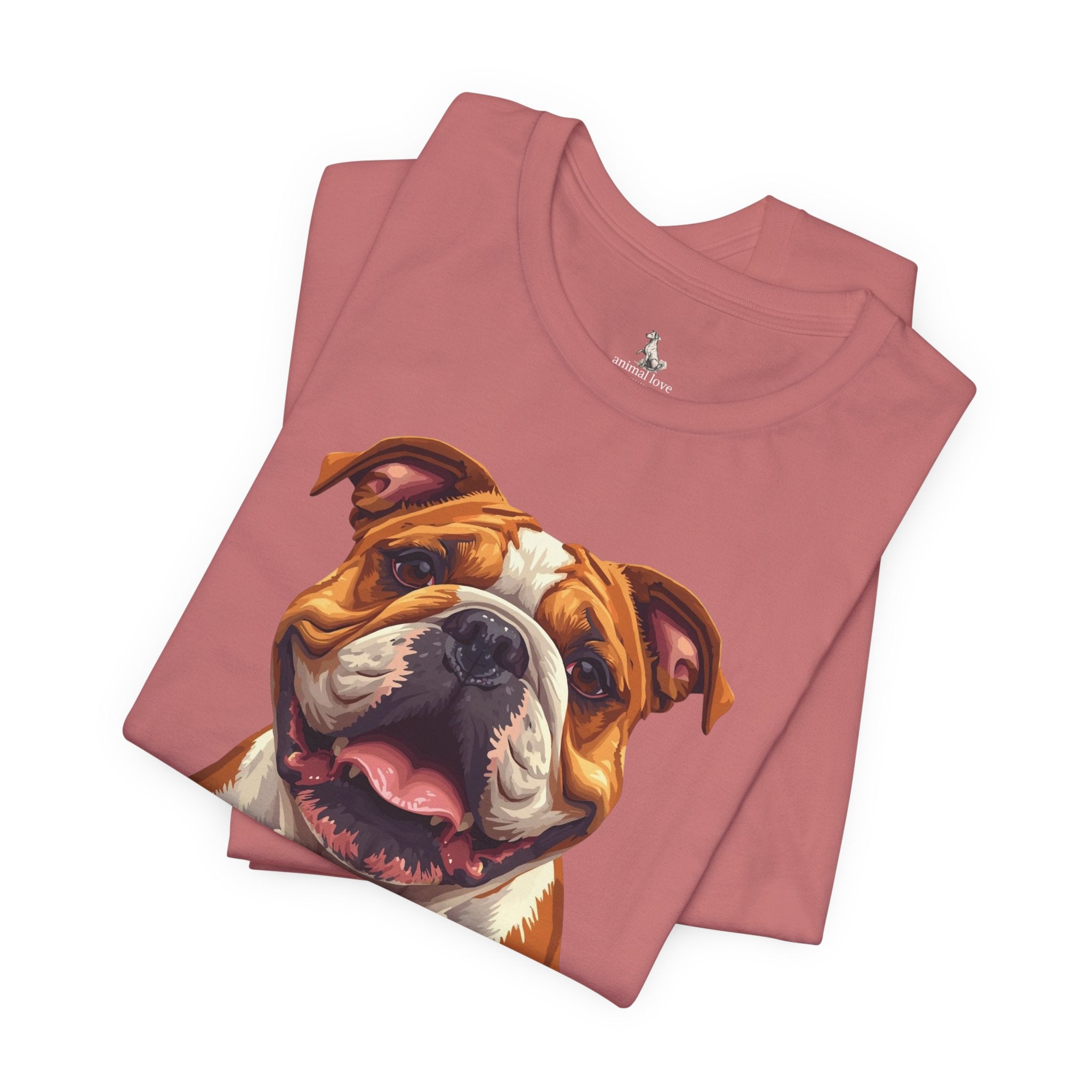 Bulldog Portrait T-Shirt — Smiling English Bulldog Graphic Tee