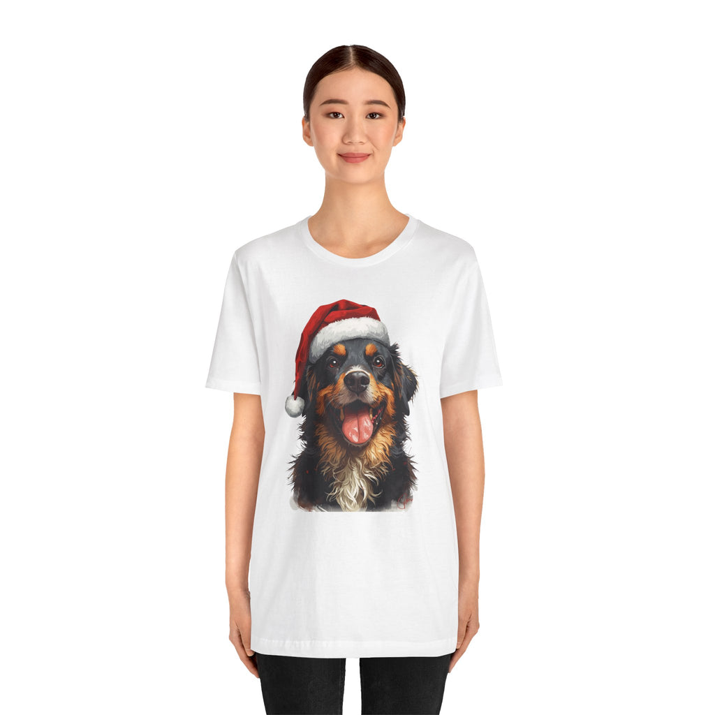 Christmas Bernese Mountain Dog T-Shirt — Santa Hat Holiday Tee