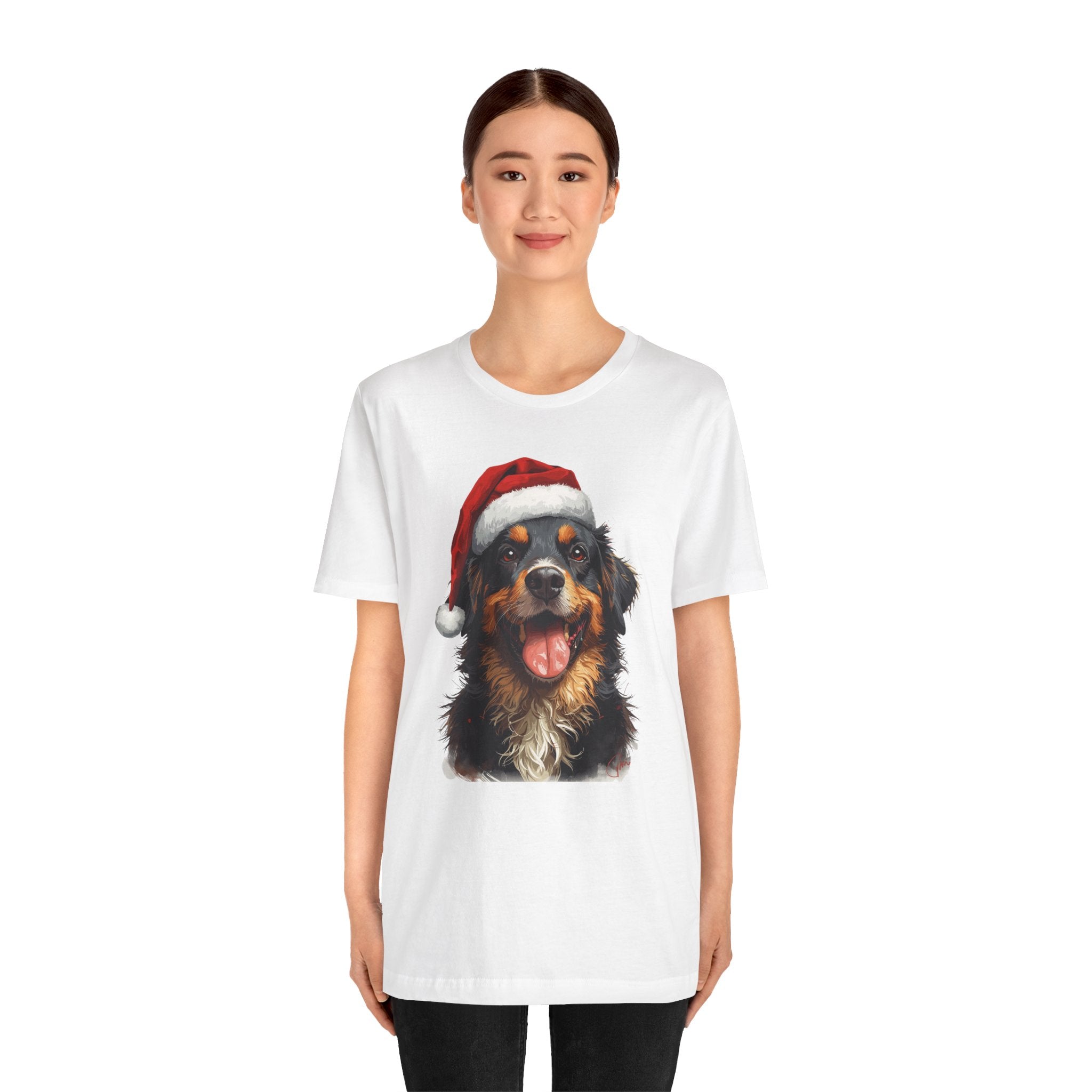Christmas Bernese Mountain Dog T-Shirt — Santa Hat Holiday Tee