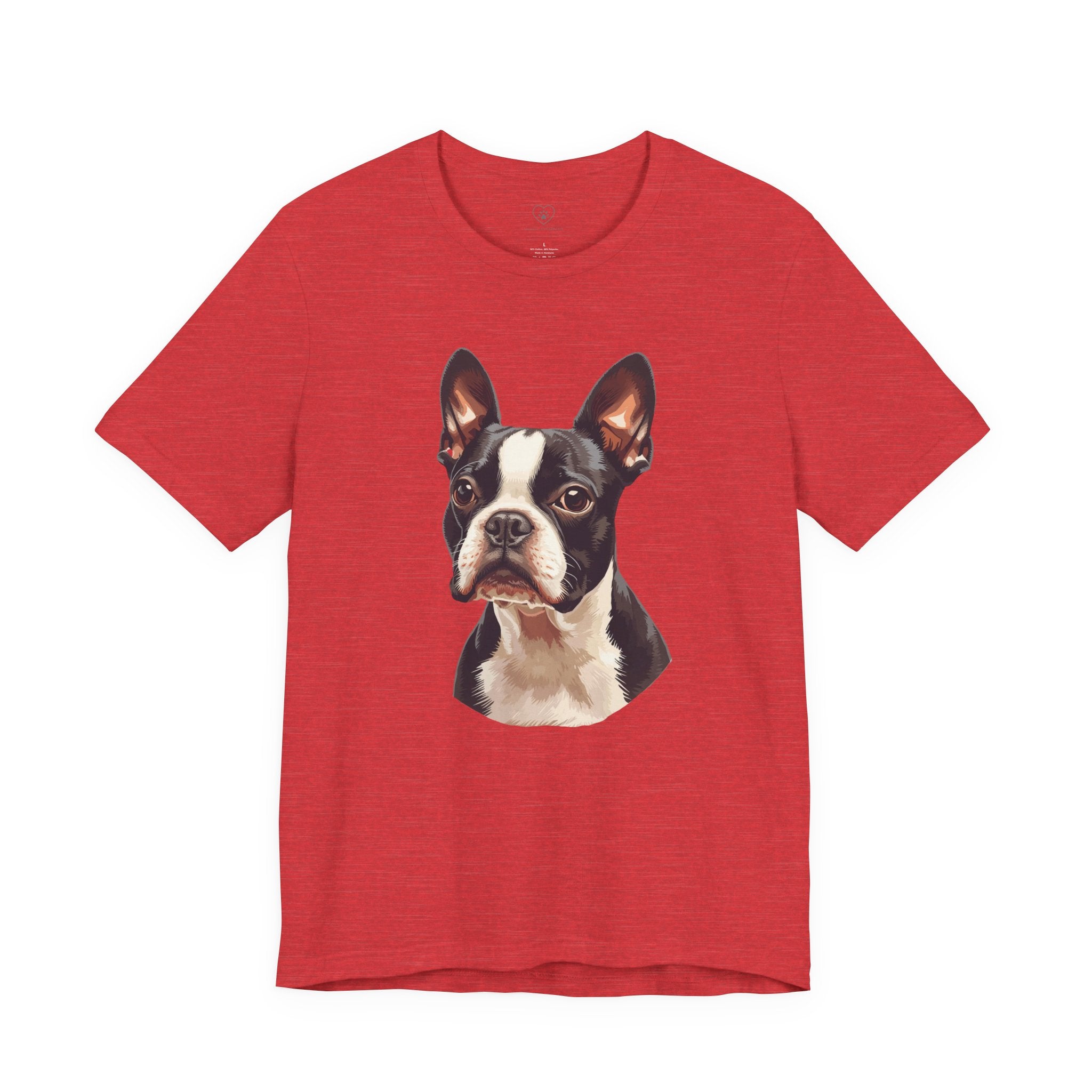 Boston Terrier Portrait T-Shirt – Realistic Dog Face Tee for Pet Lovers