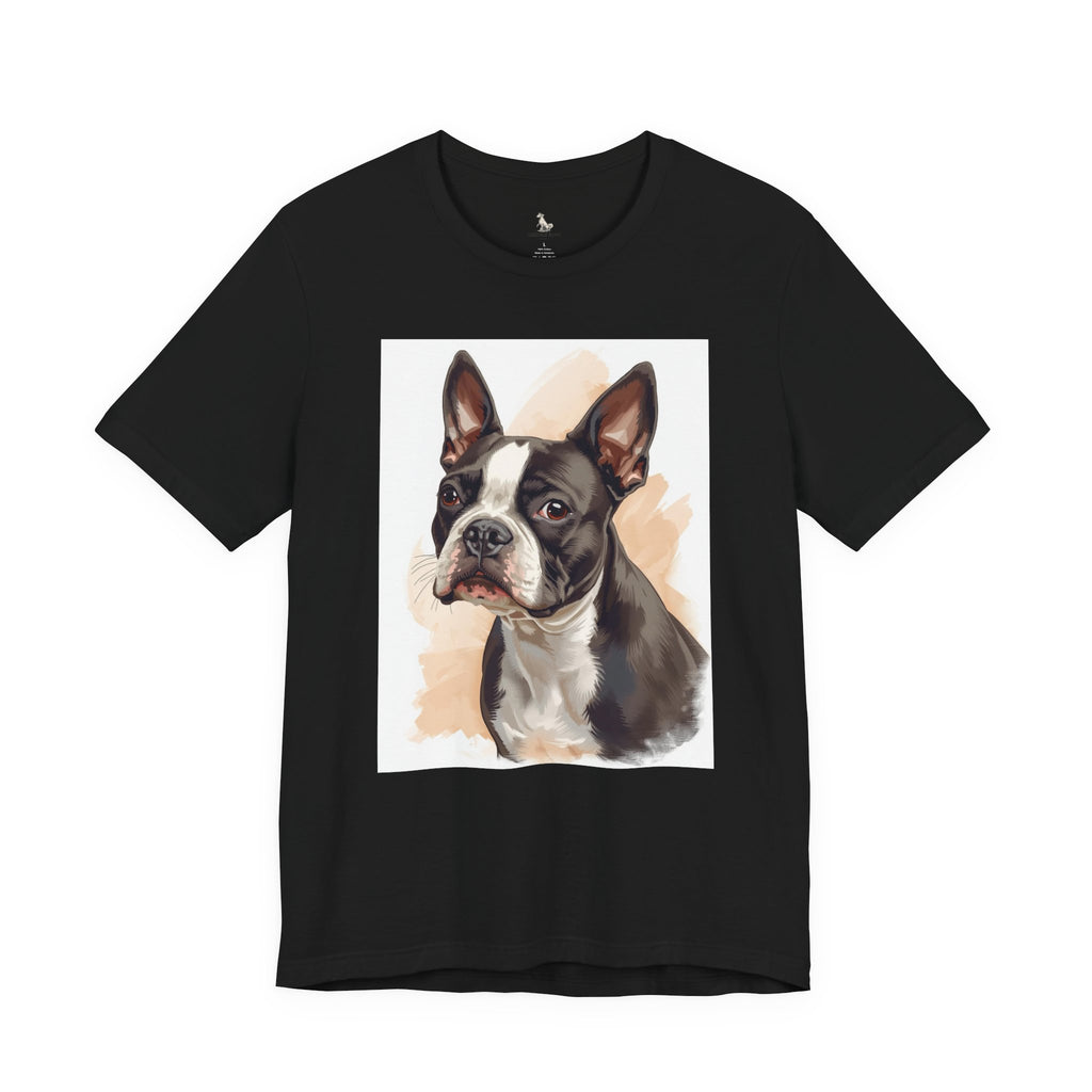 Boston Terrier Portrait T-Shirt — Watercolor Dog Lover Tee