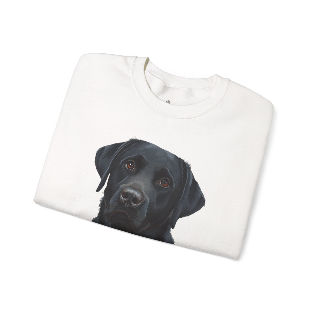 Black Labrador Portrait Crewneck Sweatshirt — Realistic Dog Print for Dog Lovers