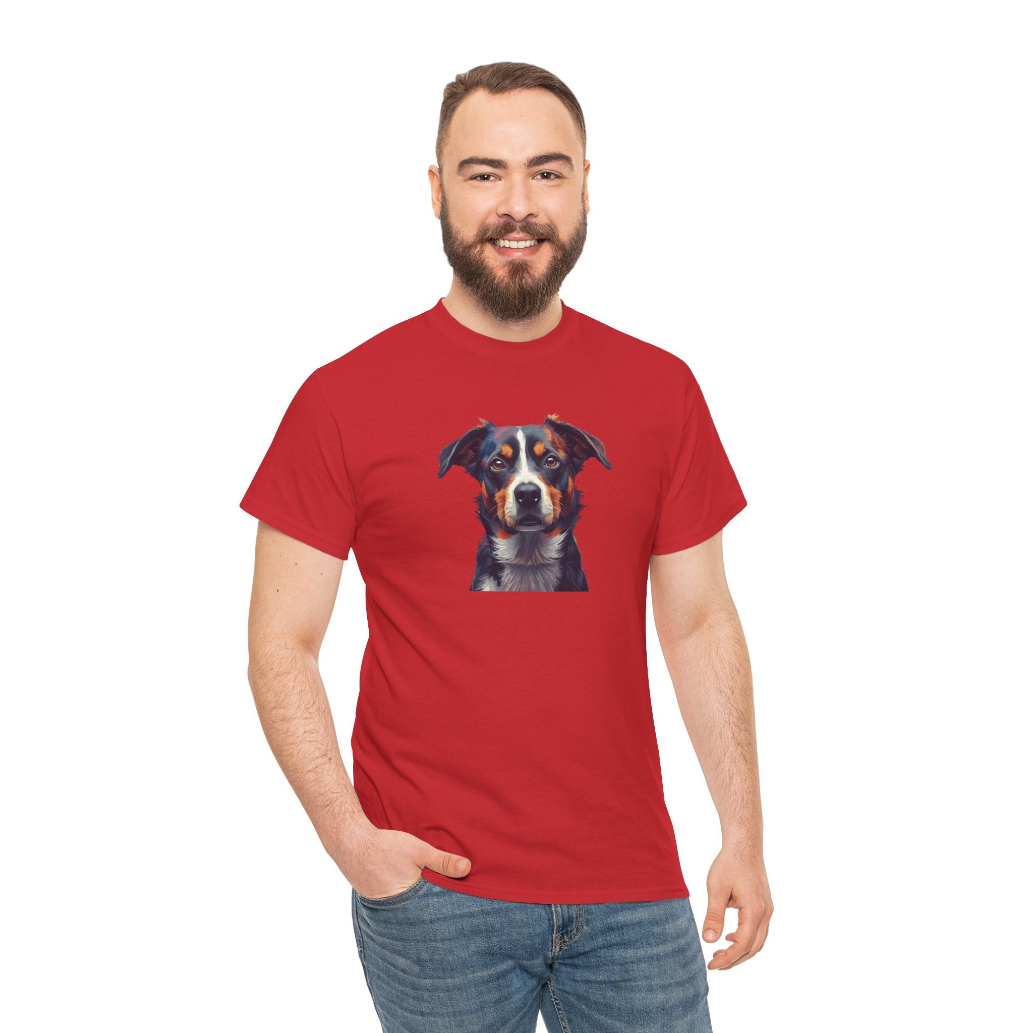 Australian Shepherd Portrait T-Shirt — Realistic Dog Face Tee for Dog Lovers