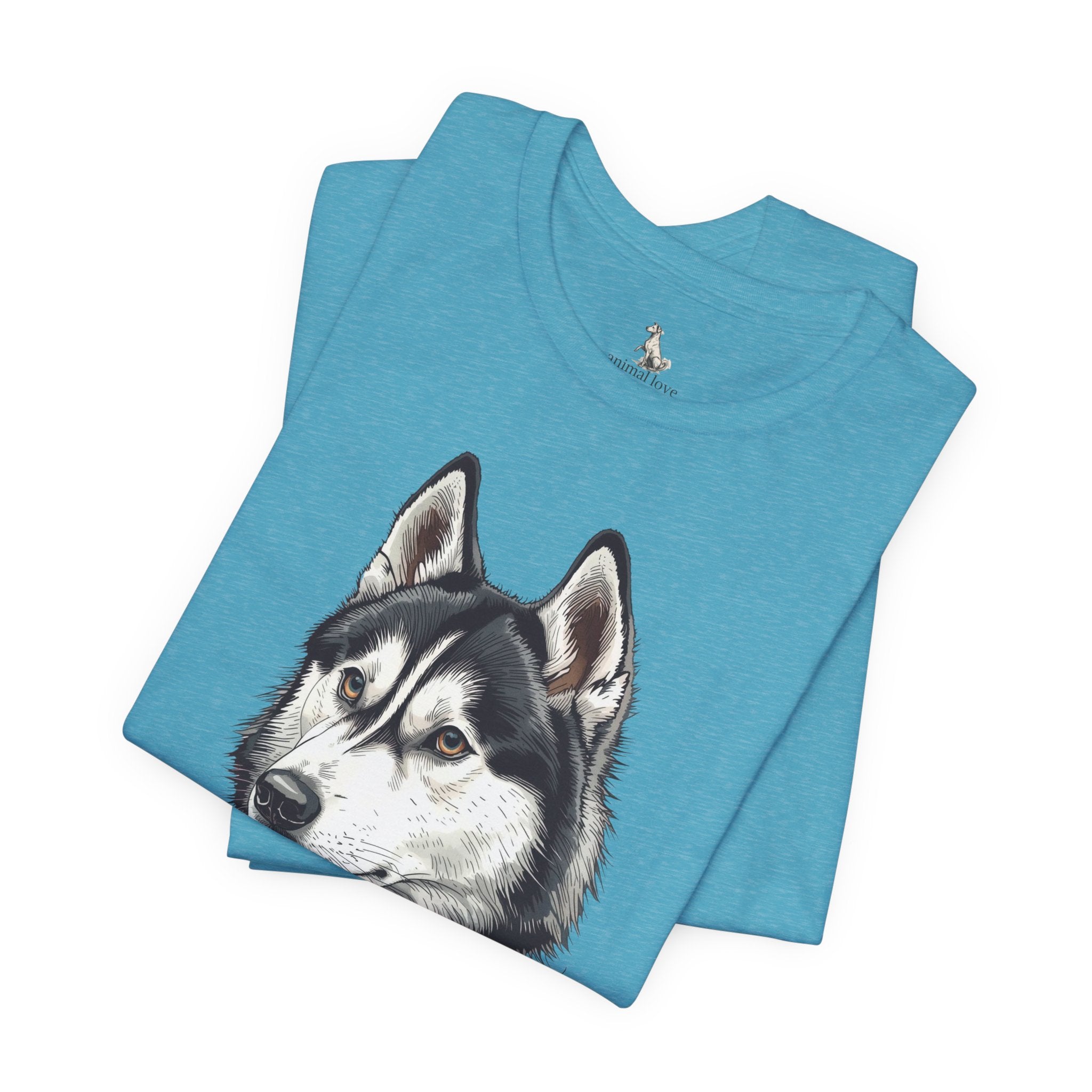 Husky Portrait T-Shirt — Realistic Siberian Husky Dog Tee