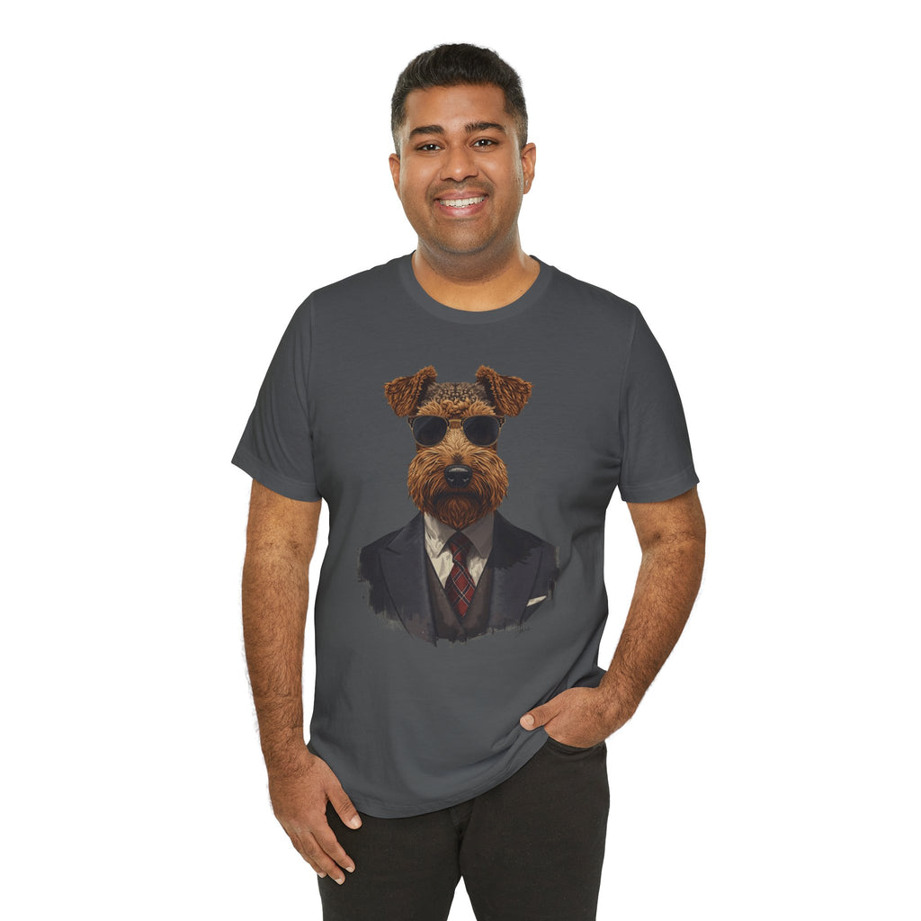 Airedale Gentleman T‑Shirt — Dog in Suit Graphic Tee