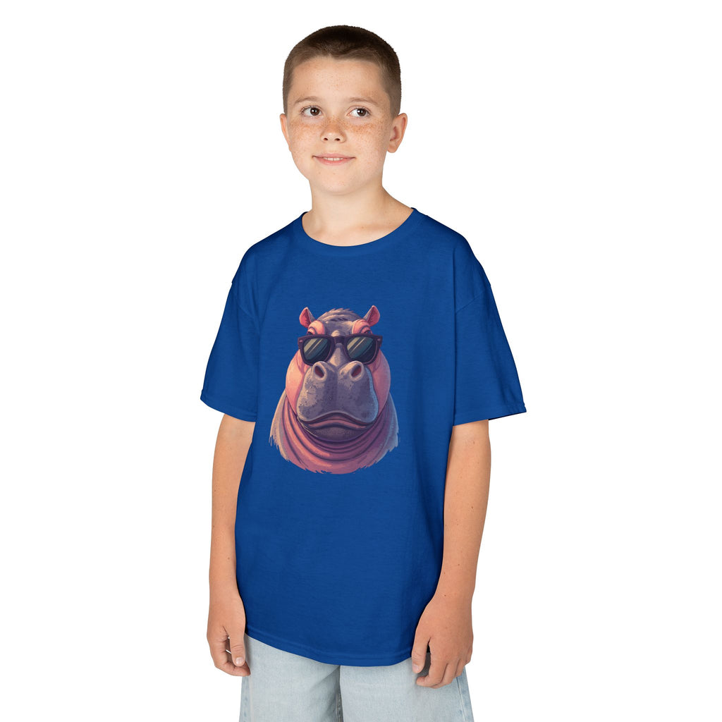 Kids Hippo Sunglasses T‑Shirt — Cool Cartoon Animal Tee for Boys & Girls
