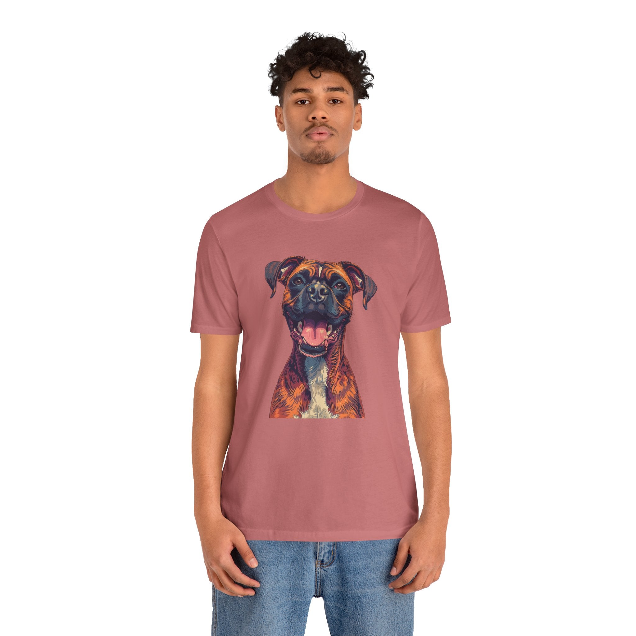 Happy Boxer Dog T‑Shirt — Colorful Portrait Pet Tee