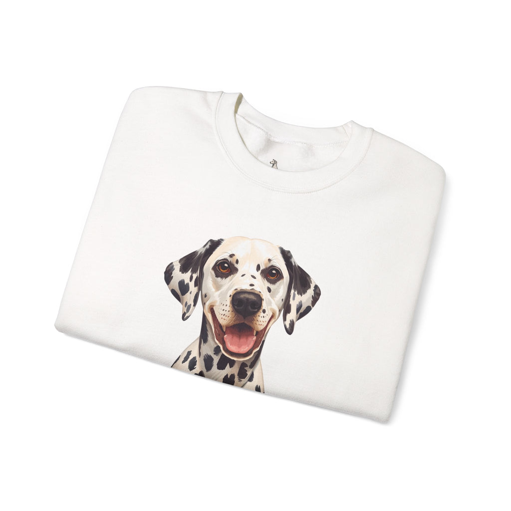 Dalmatian Smile Crewneck Sweatshirt — Cute Dog Graphic Pullover