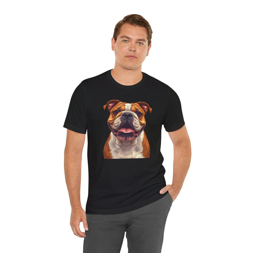 Bulldog Portrait T-Shirt — Smiling English Bulldog Graphic Tee