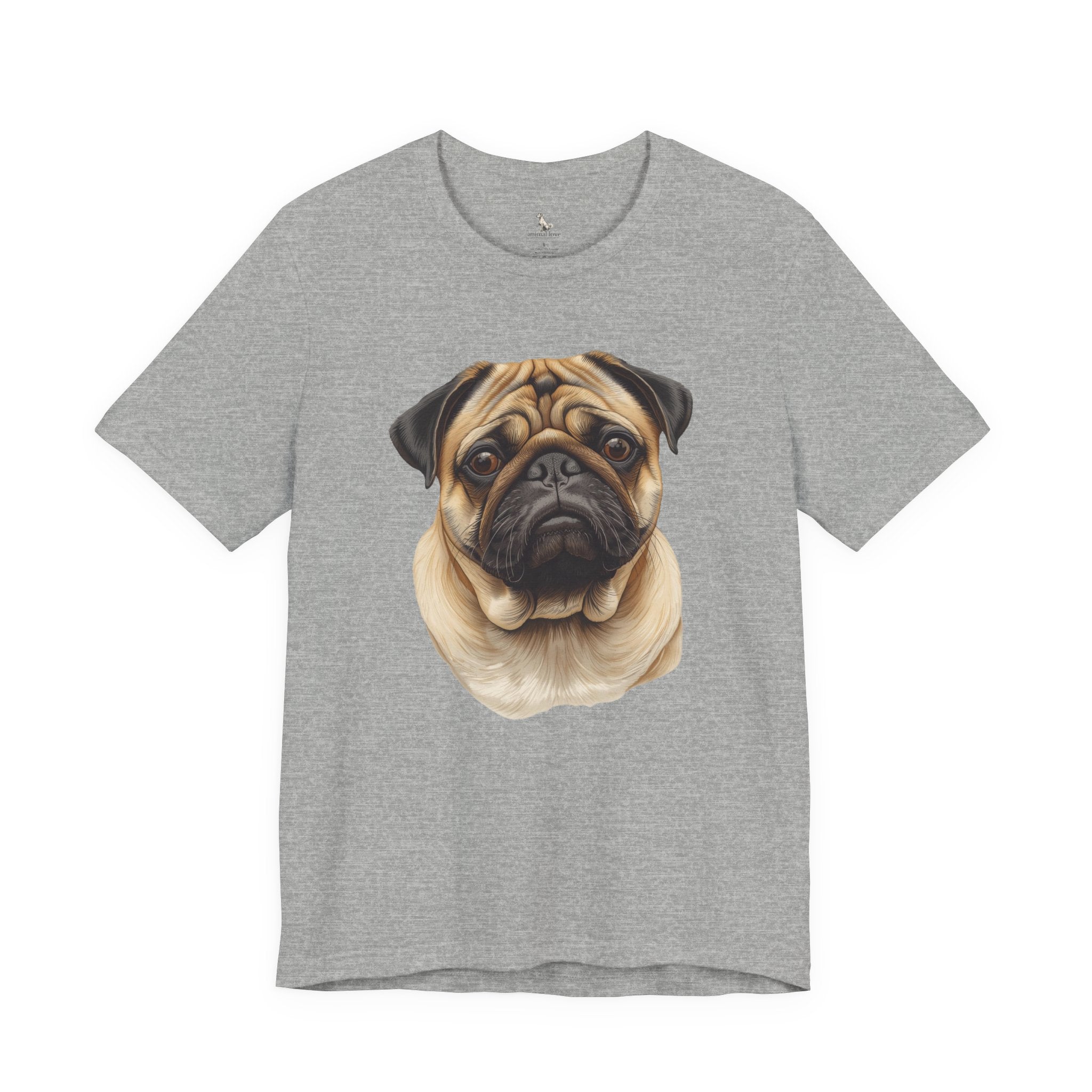 Pug Portrait T-Shirt - Realistic Dog Face Tee for Pug Lovers